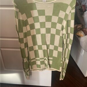 Paloma Wool Green and Cream Knit Top